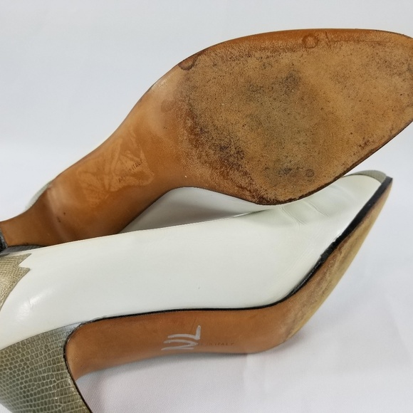 Salvatore Ferragamo Heel White Snakeskin Size 7.5B - Picture 4 of 8